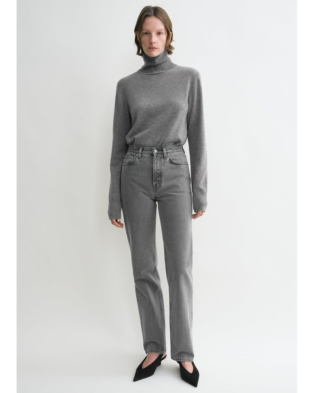 Totême Gray Classic Cut Denim Full Length Mid