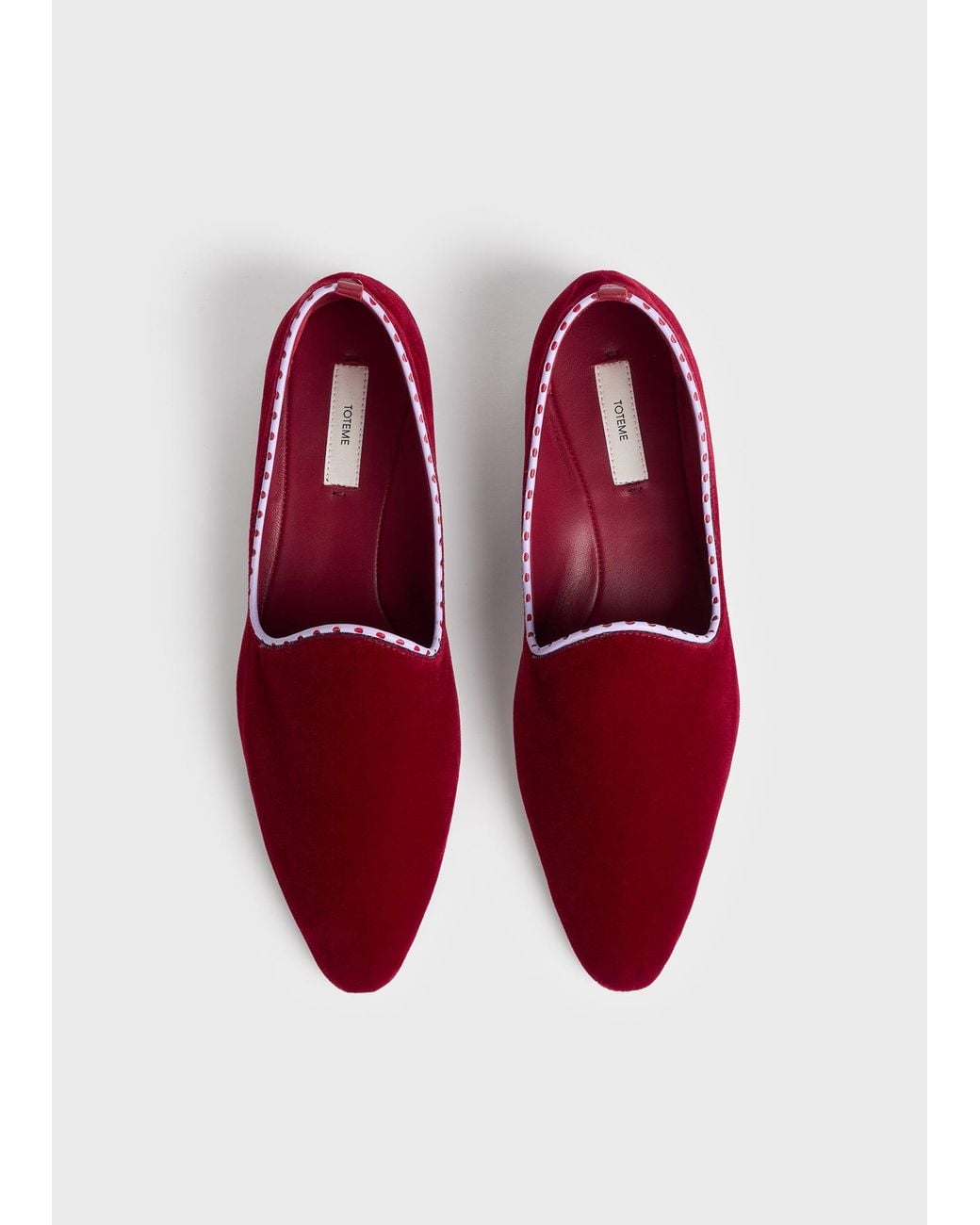 Totême Red Velvet Venetian Slippers