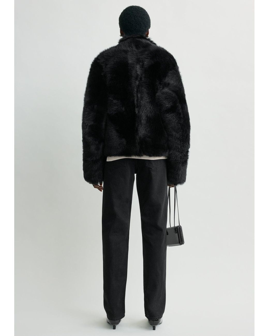 Totême Black Silky Shearling Jacket