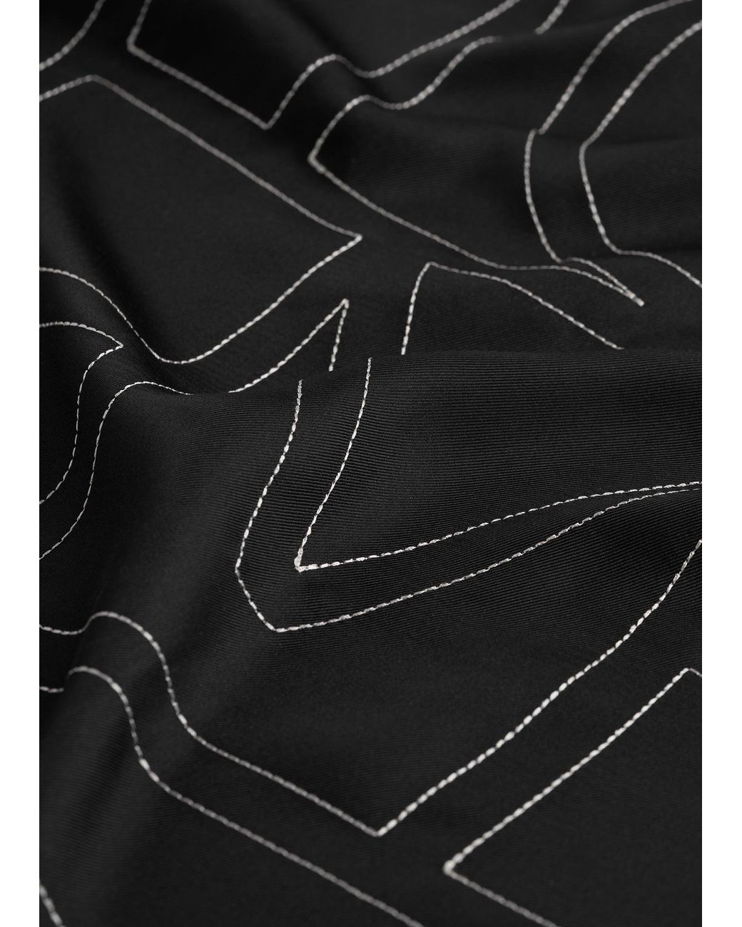 Totême  Black Embroidered Monogram Silk Scarf