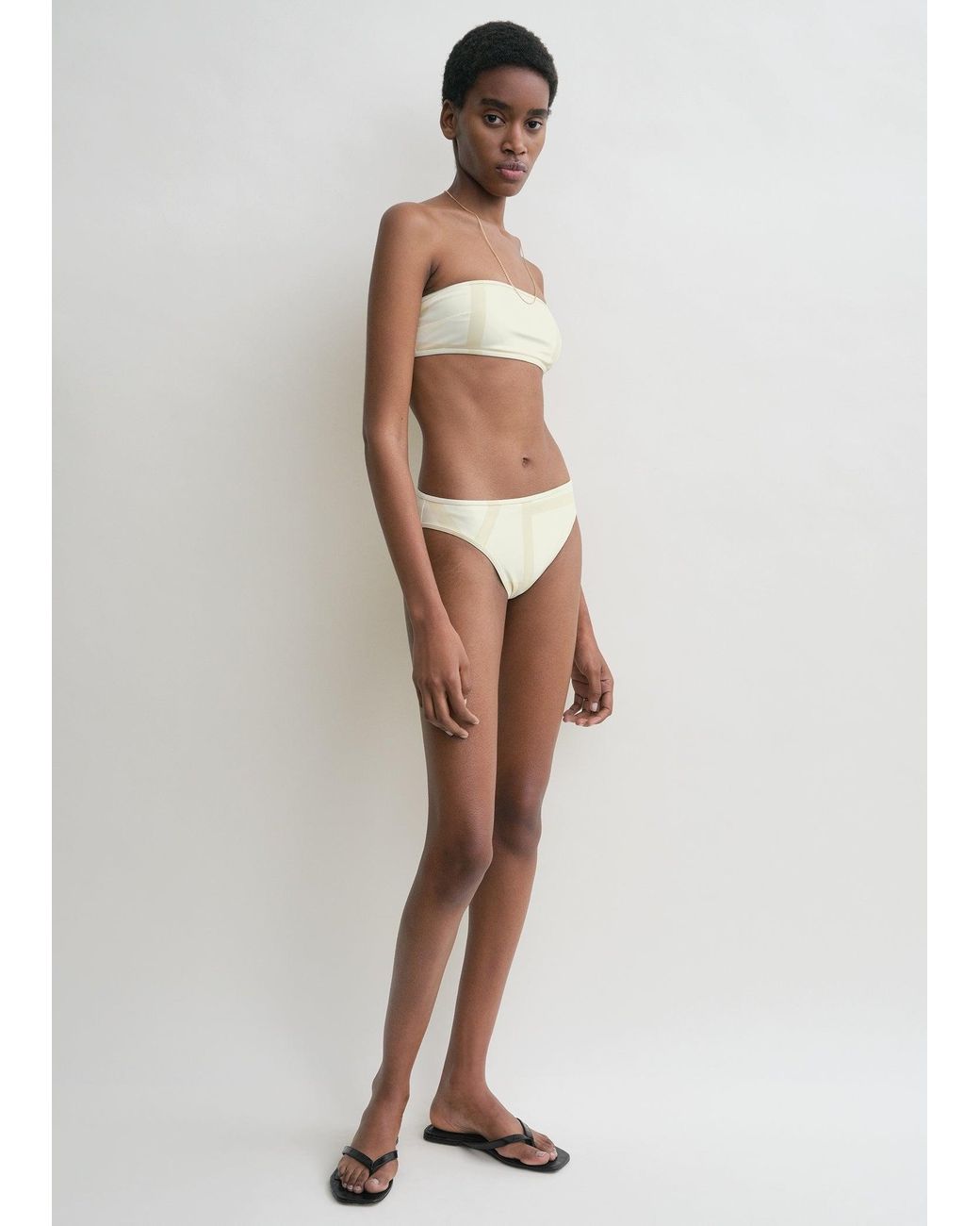 Totême White Monogram Strapless Bikini Top
