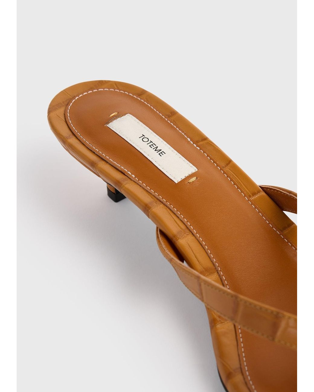 Totême White Croco-Embossed Heeled Flip Flops