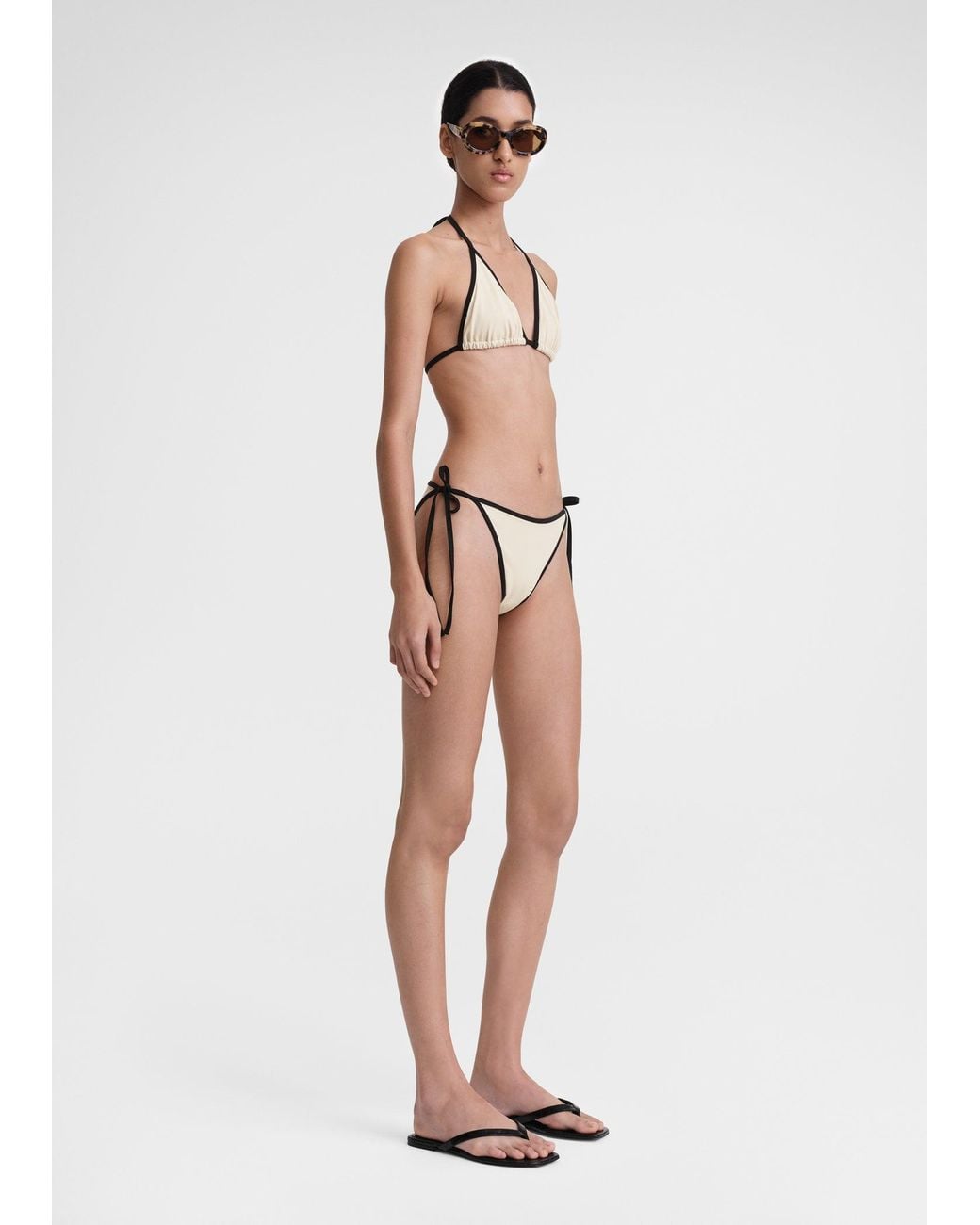 Totême White Stripe Tie Bikini Top