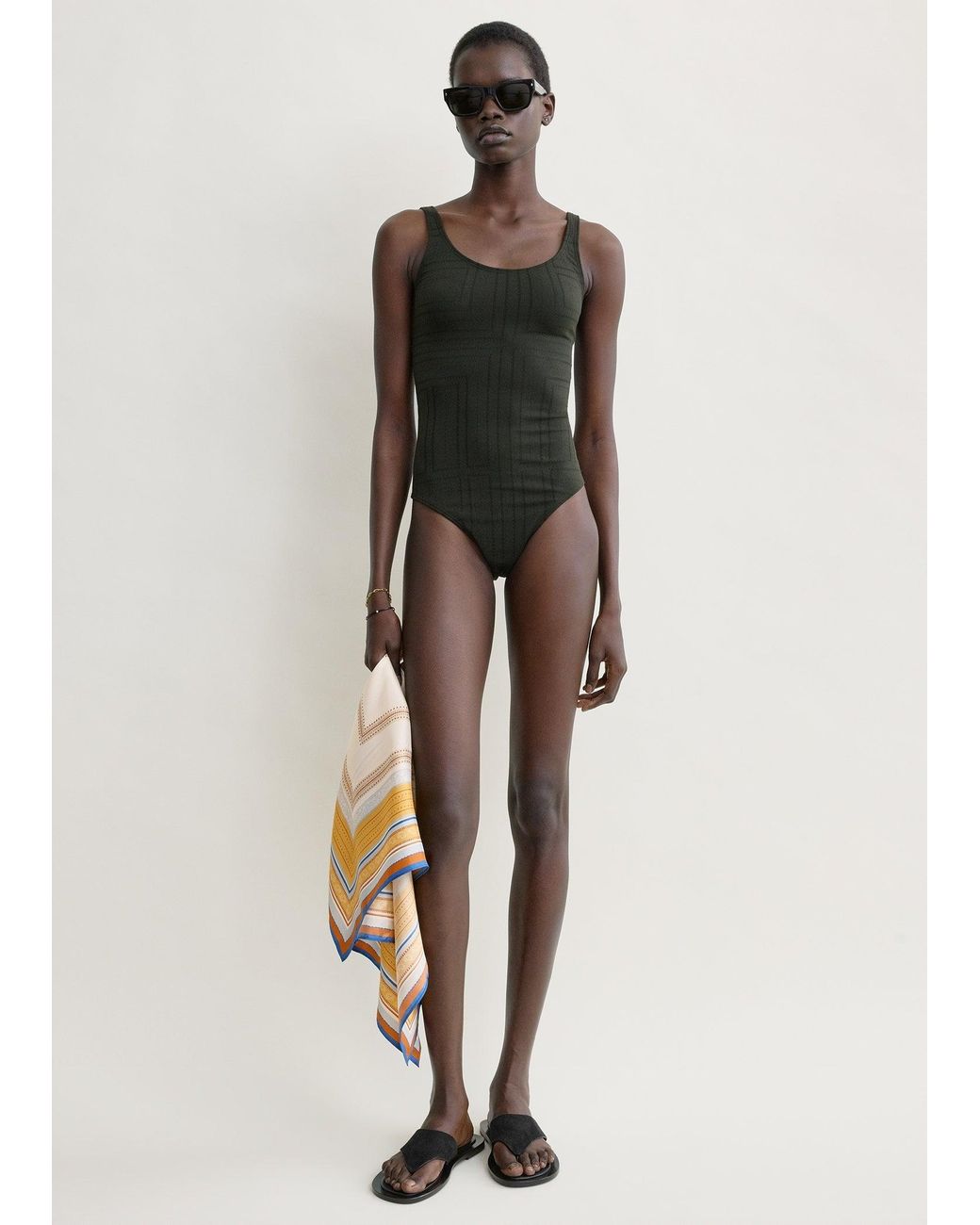 Totême Natural Monogram Pointelle Swimsuit