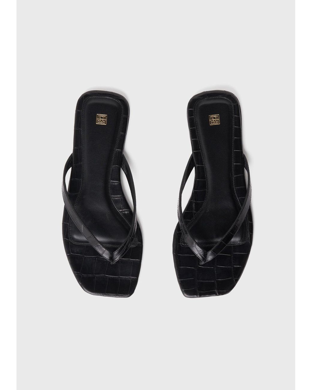 Totême  White Croco-Embossed Flip Flops