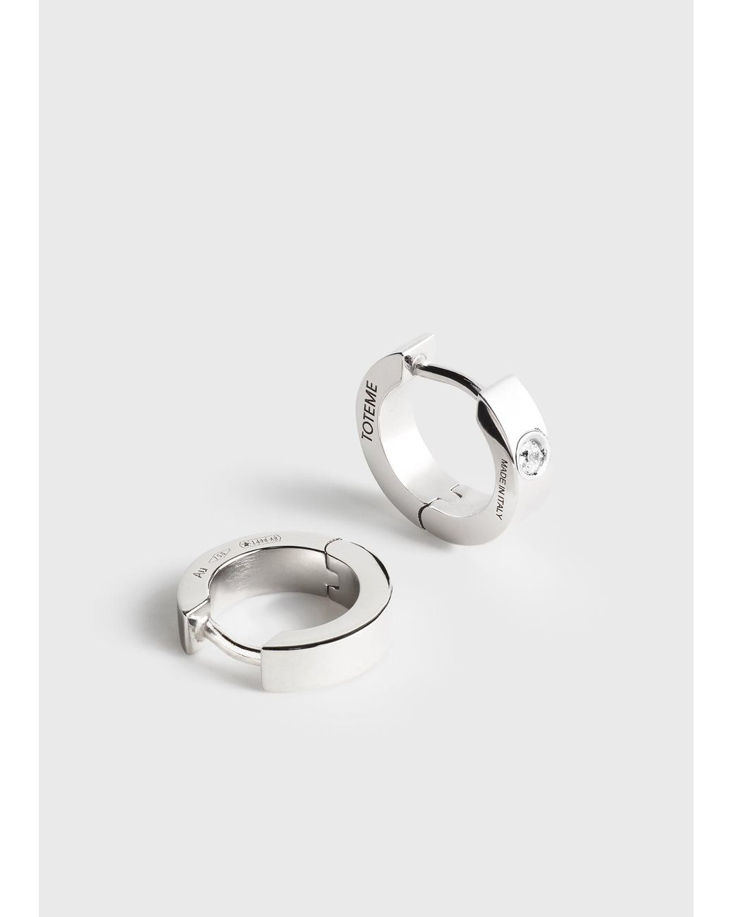 Totême White Bezel Diamond Hoops 18Kt