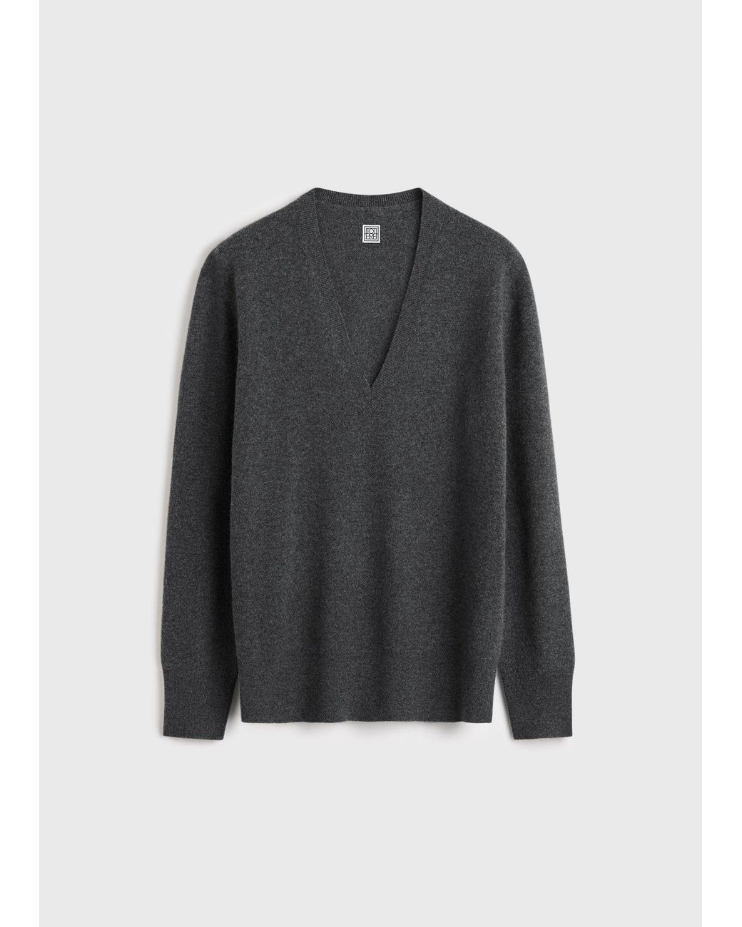 Totême  Gray Cashmere V-Neck Knit Charcoal