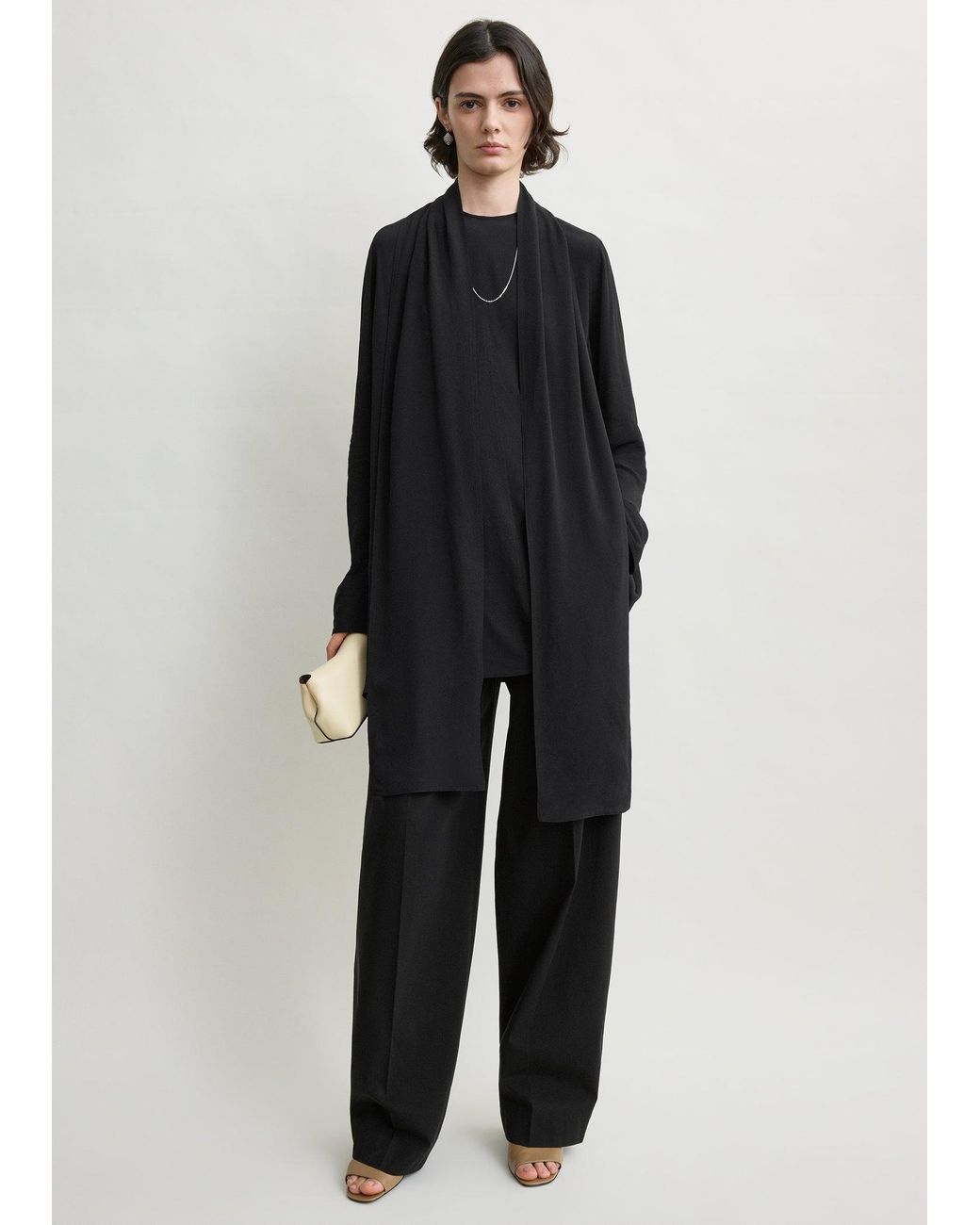 Totême Black Draped Scarf Blouse