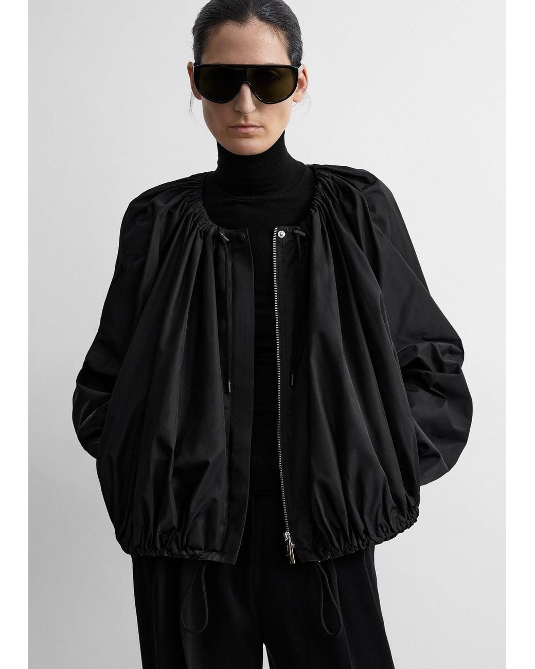 Totême Black Gathered Parachute Jacket
