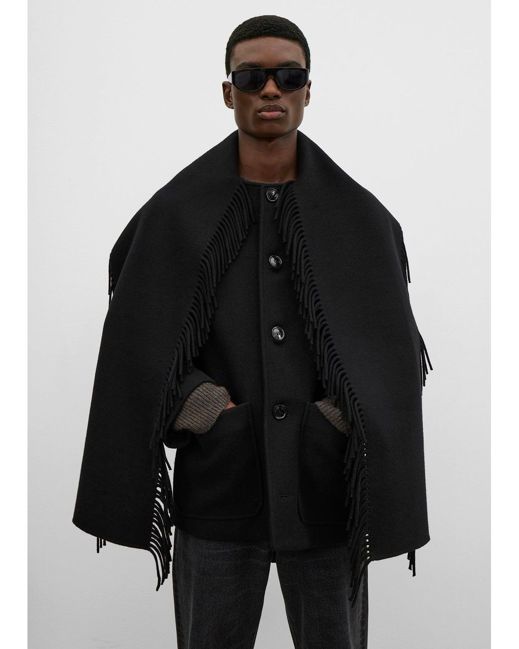 Totême  Black Fringed Scarf Jacket
