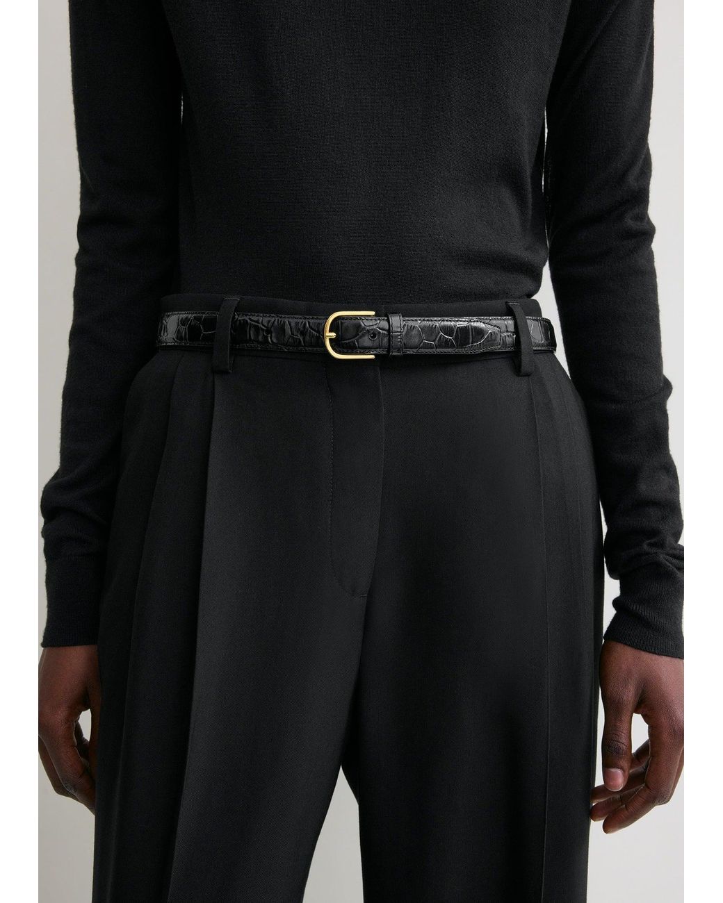 Totême White Slim Croco-Embossed Belt
