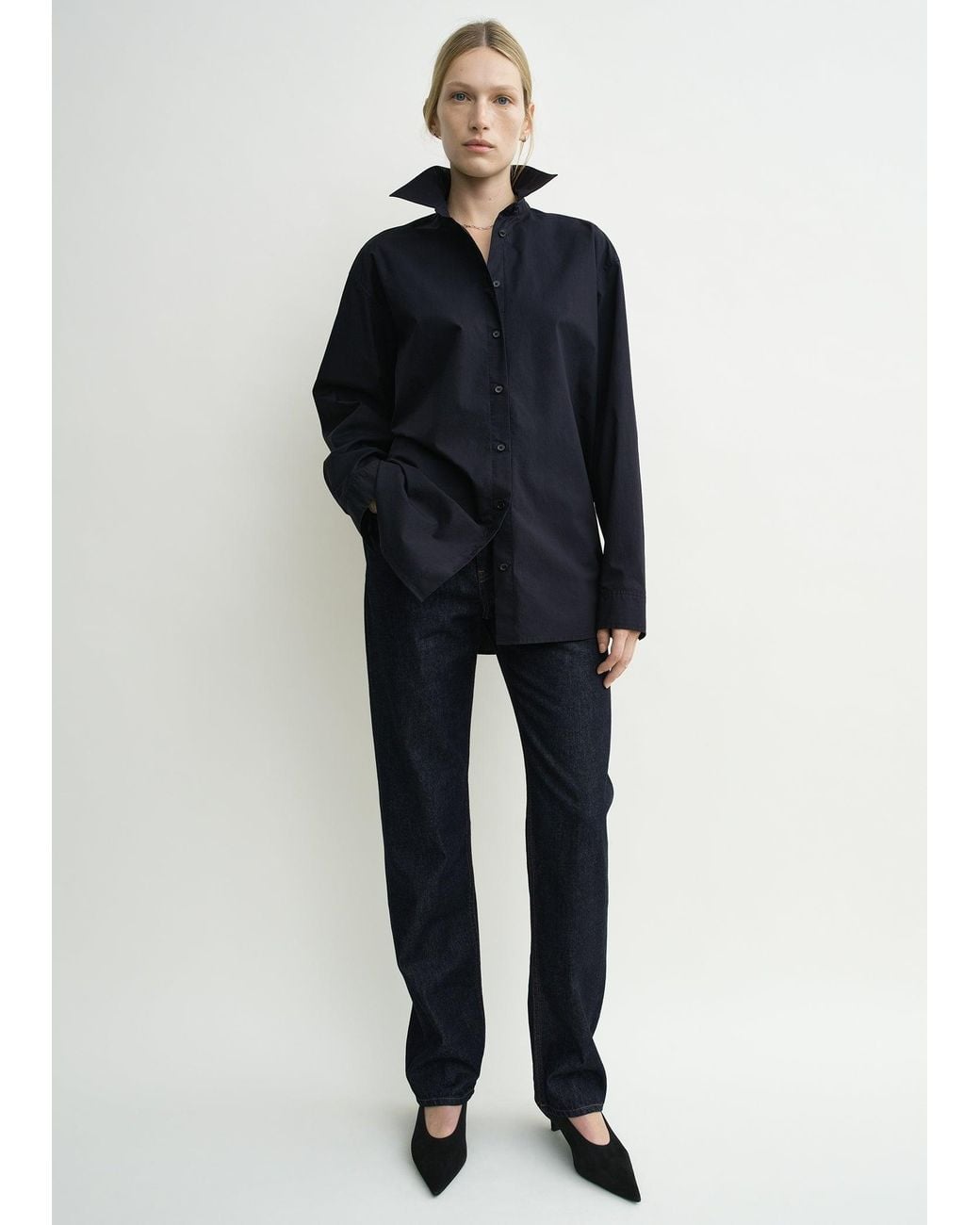 Totême Blue Classic Tumbled Shirt
