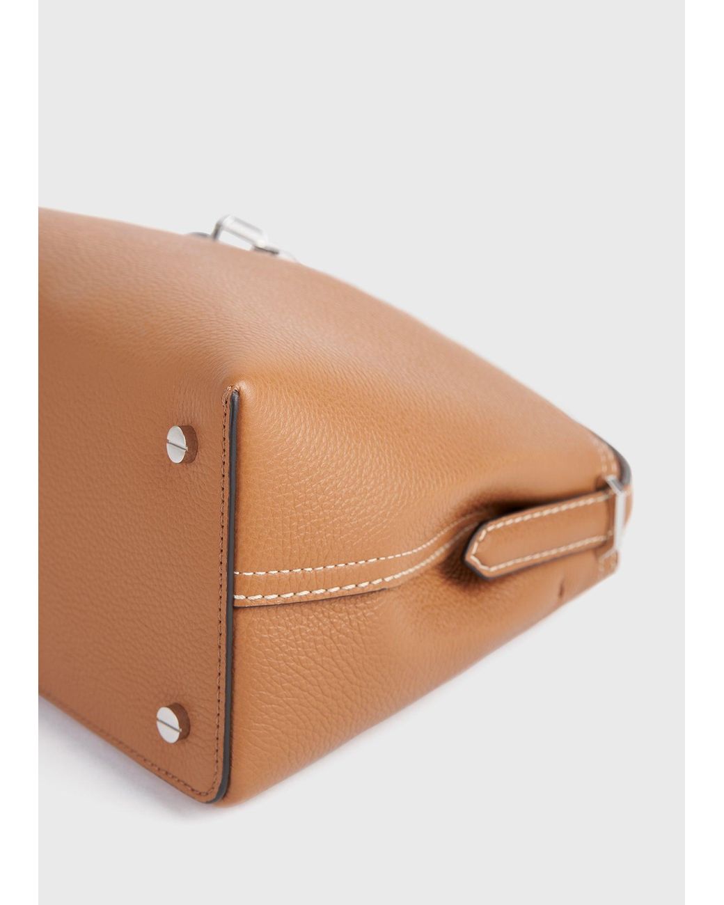 Totême Natural T-Lock Grained-Leather Top Handle Tan