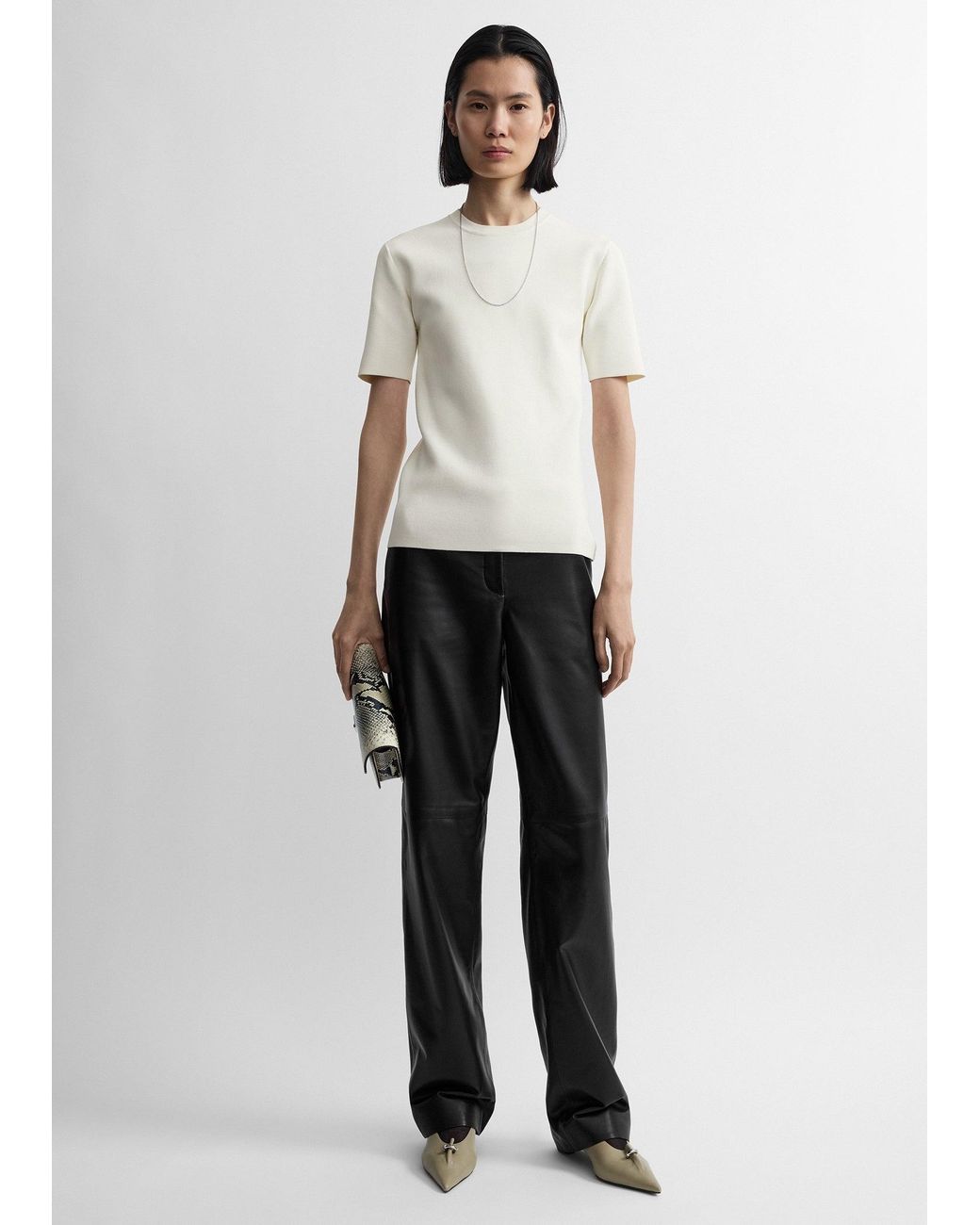 Totême White Easy Leather Trousers