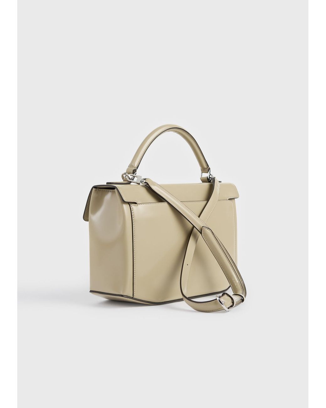 Totême White Clip Polished-Leather Top Handle