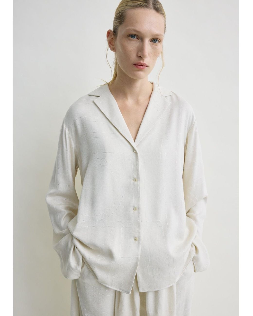 Totême White Monogram Flannel Pj Top