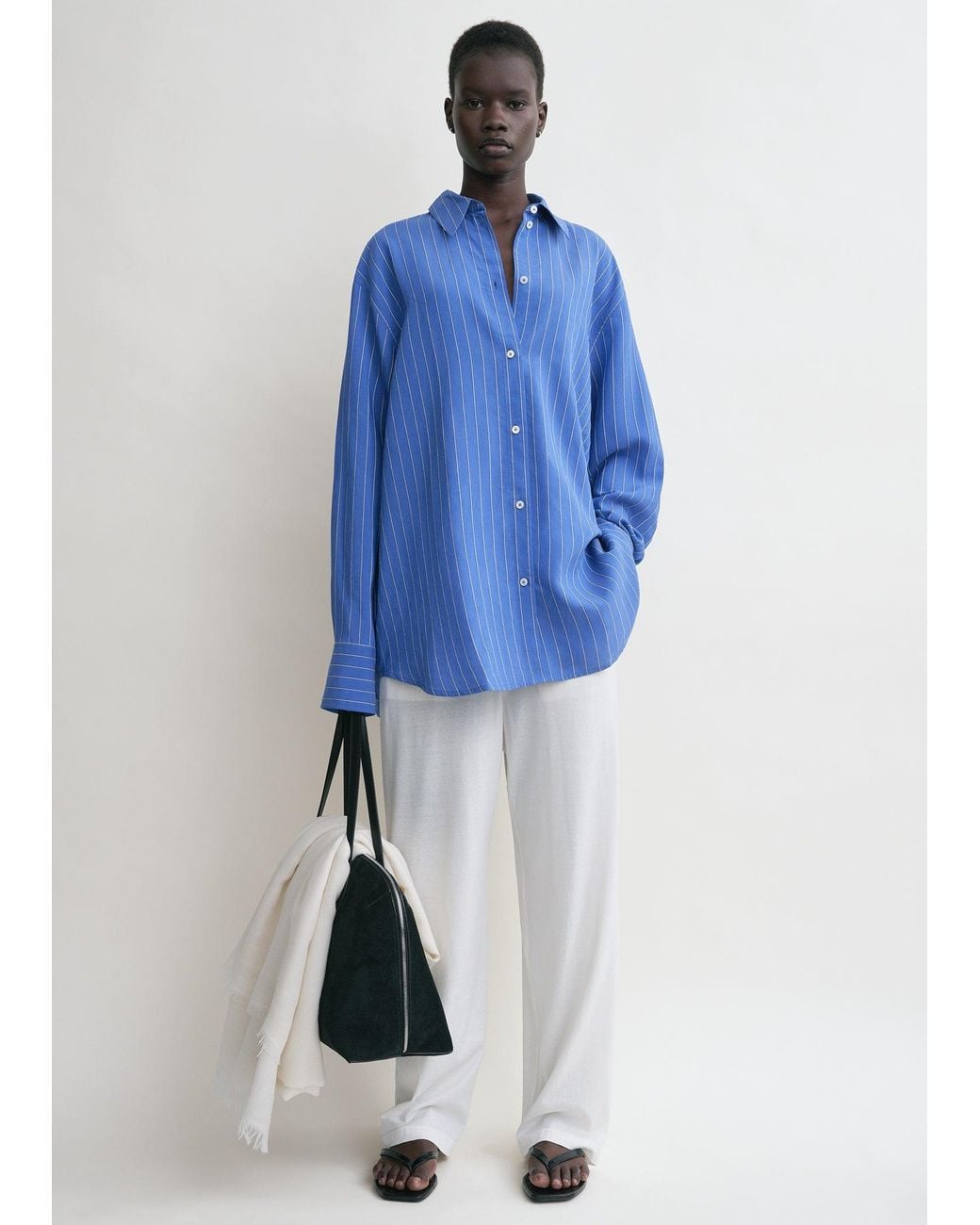 TOTEME Striped Summer Shirt Cobalt in Blue | Lyst