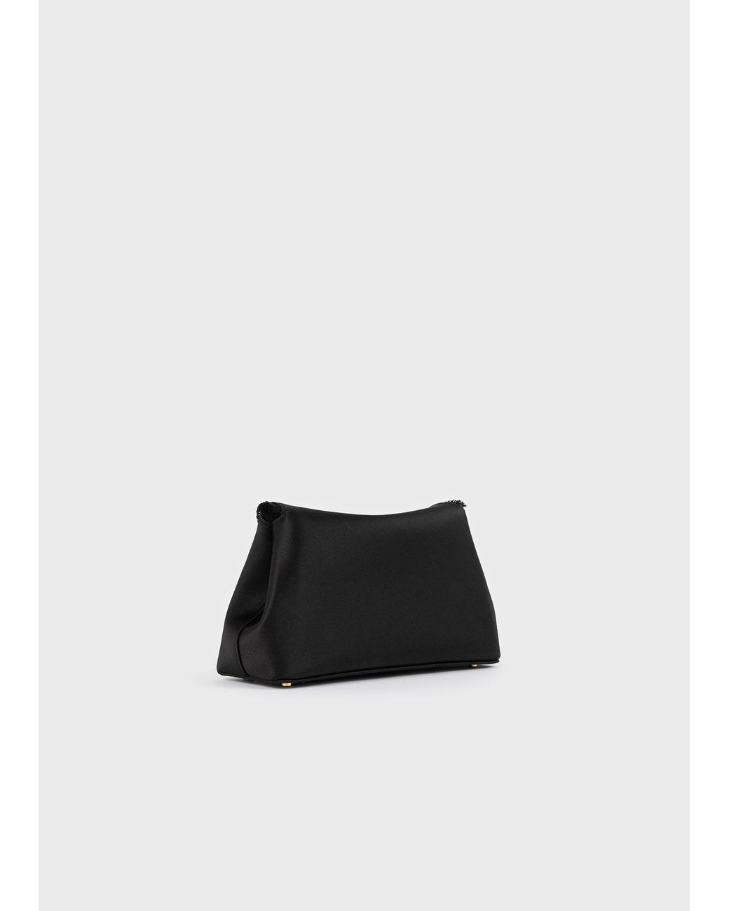 Totême White Mini T-Lock Frayed Satin Clutch
