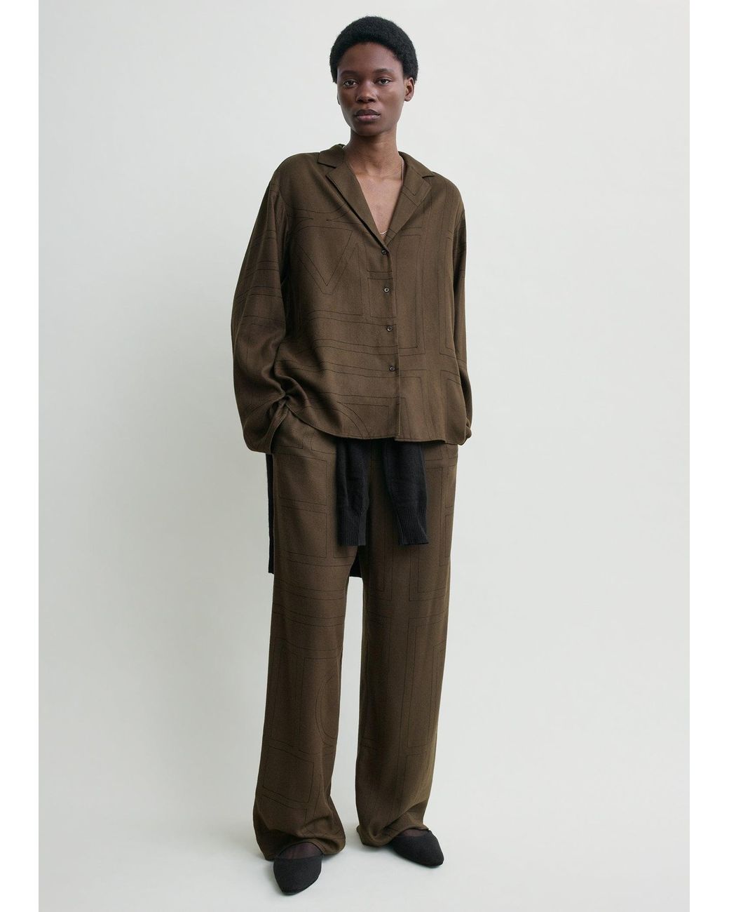Totême Brown Monogram Flannel Pj Top