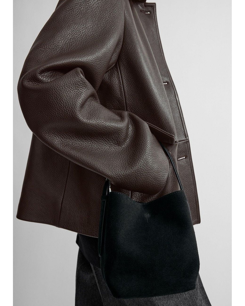 Totême  Black Small Belted Suede Tote