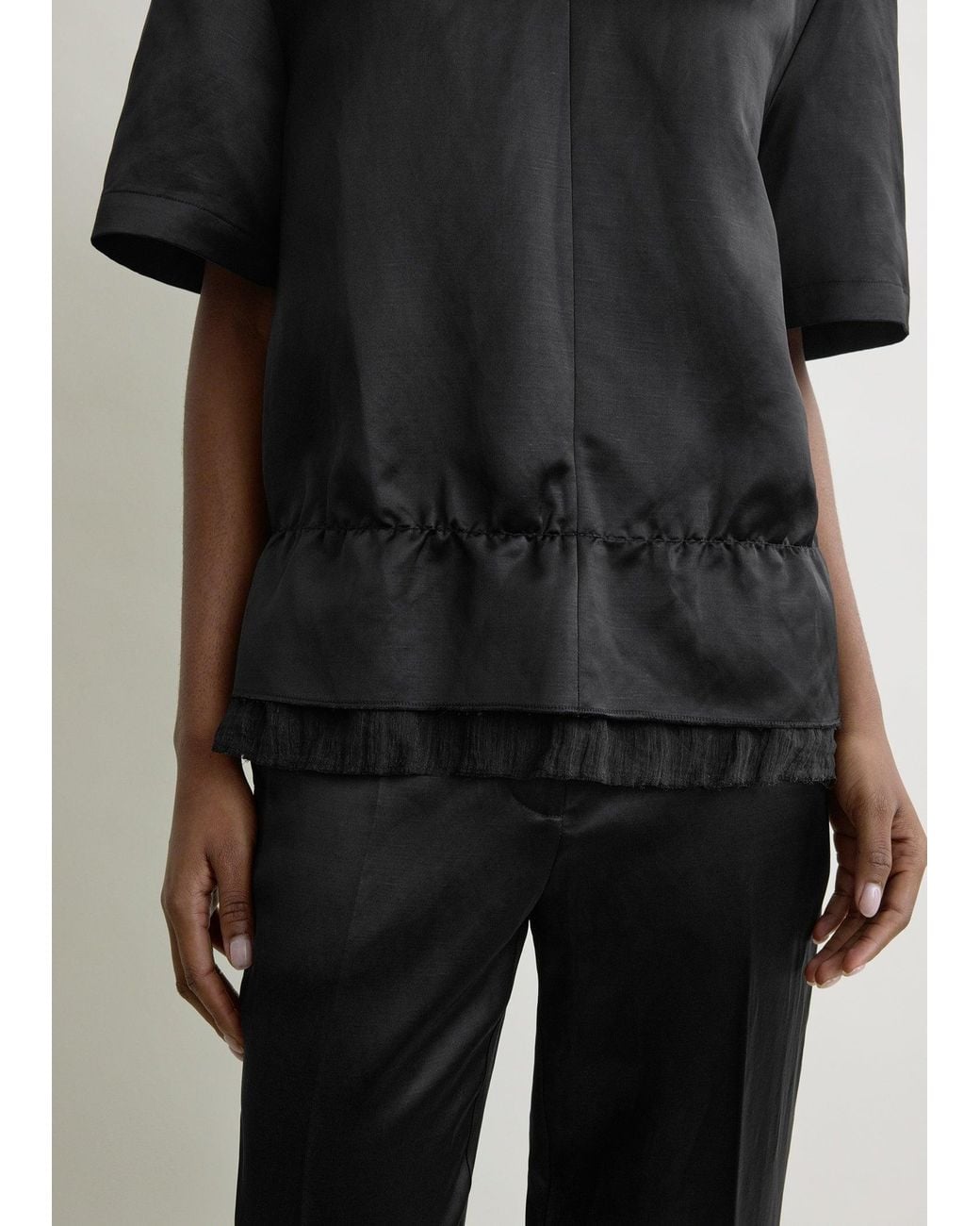 Totême  Black V-Neck Satin Pullover