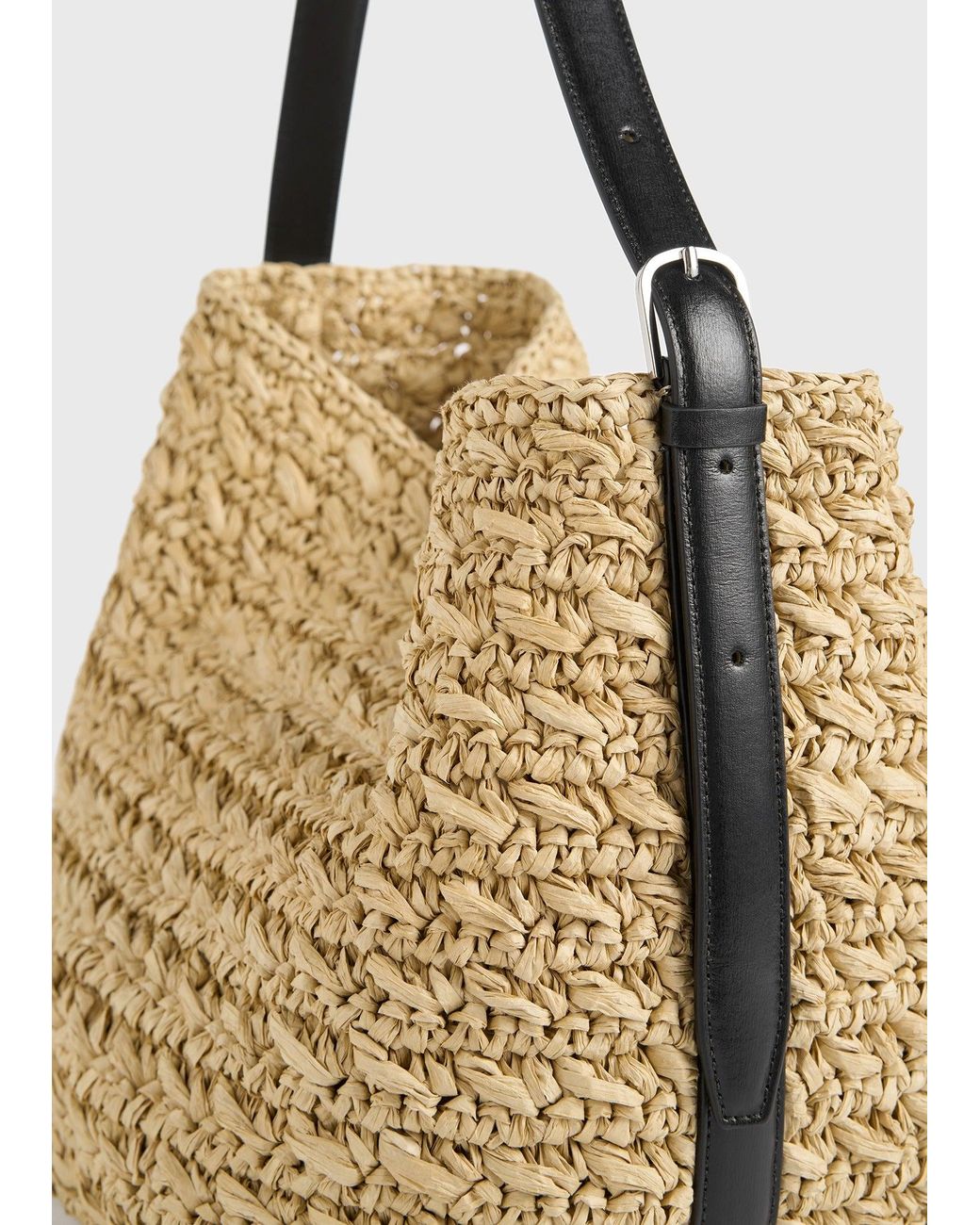 Totême  Metallic Medium Belted Paper Raffia Tote