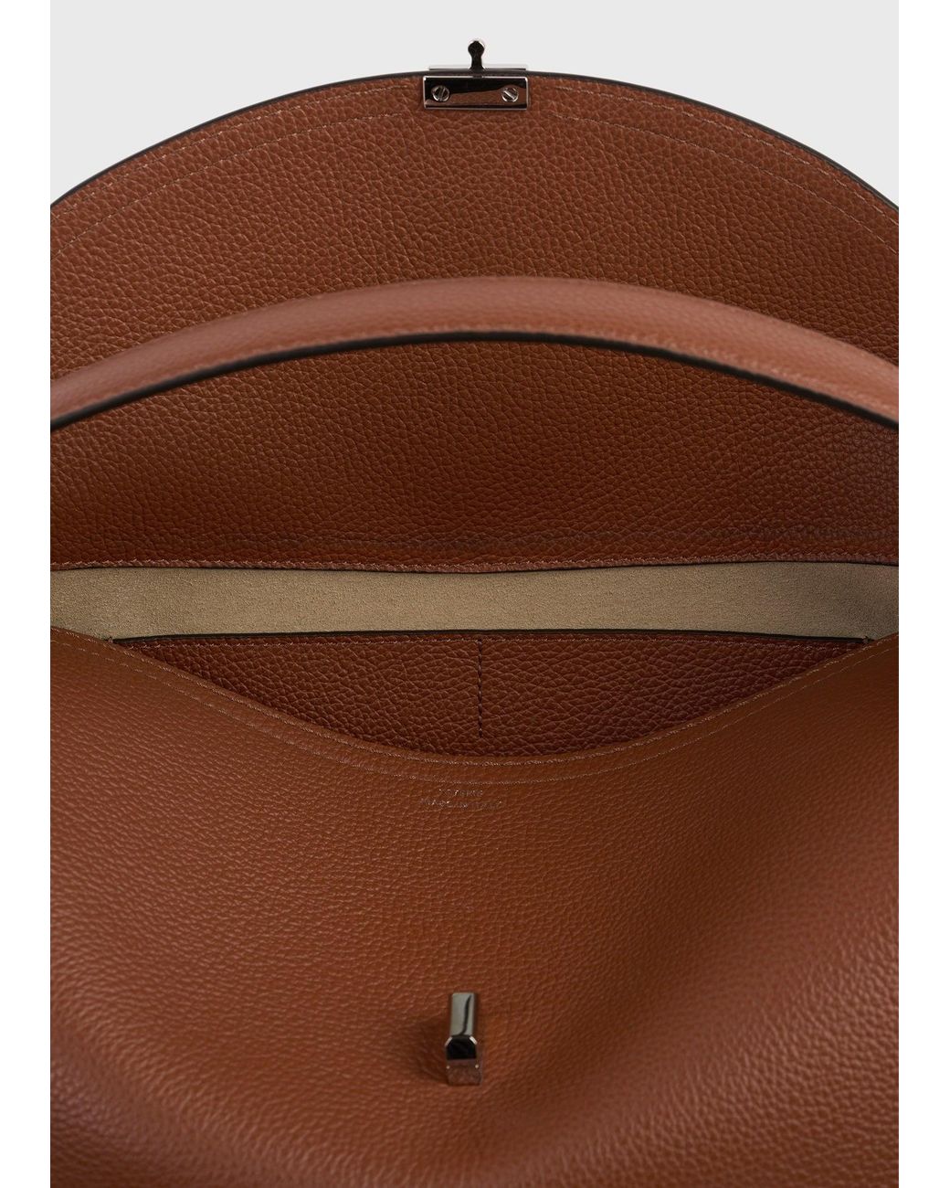 Totême Brown T-Lock Grained-Leather Top Handle