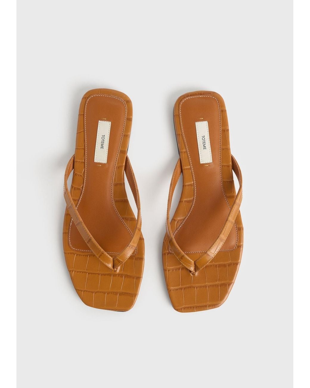 Totême  White Croco-Embossed Flip Flops