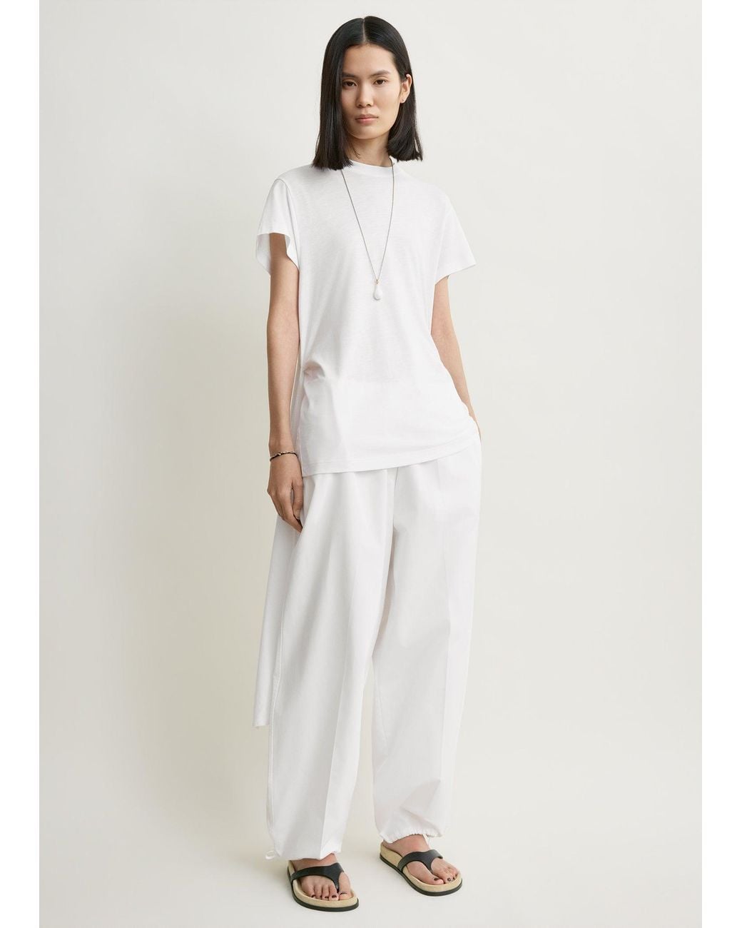 Totême White Drawstring Cotton Trousers