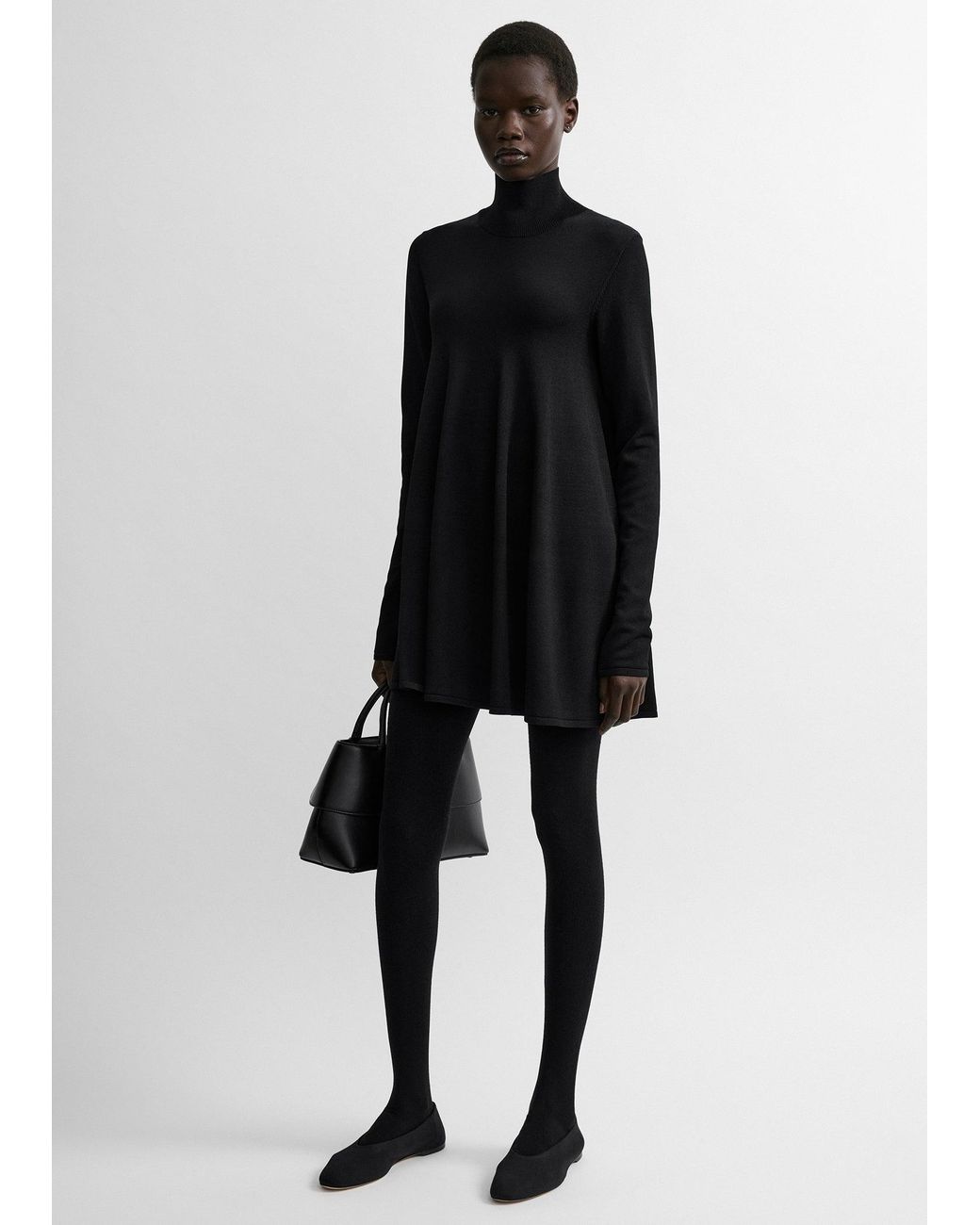 Totême Black Crepe Turtleneck Top
