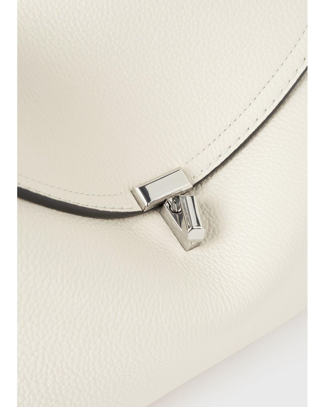 Totême Natural T-Lock Grained-Leather Top Handle Milk