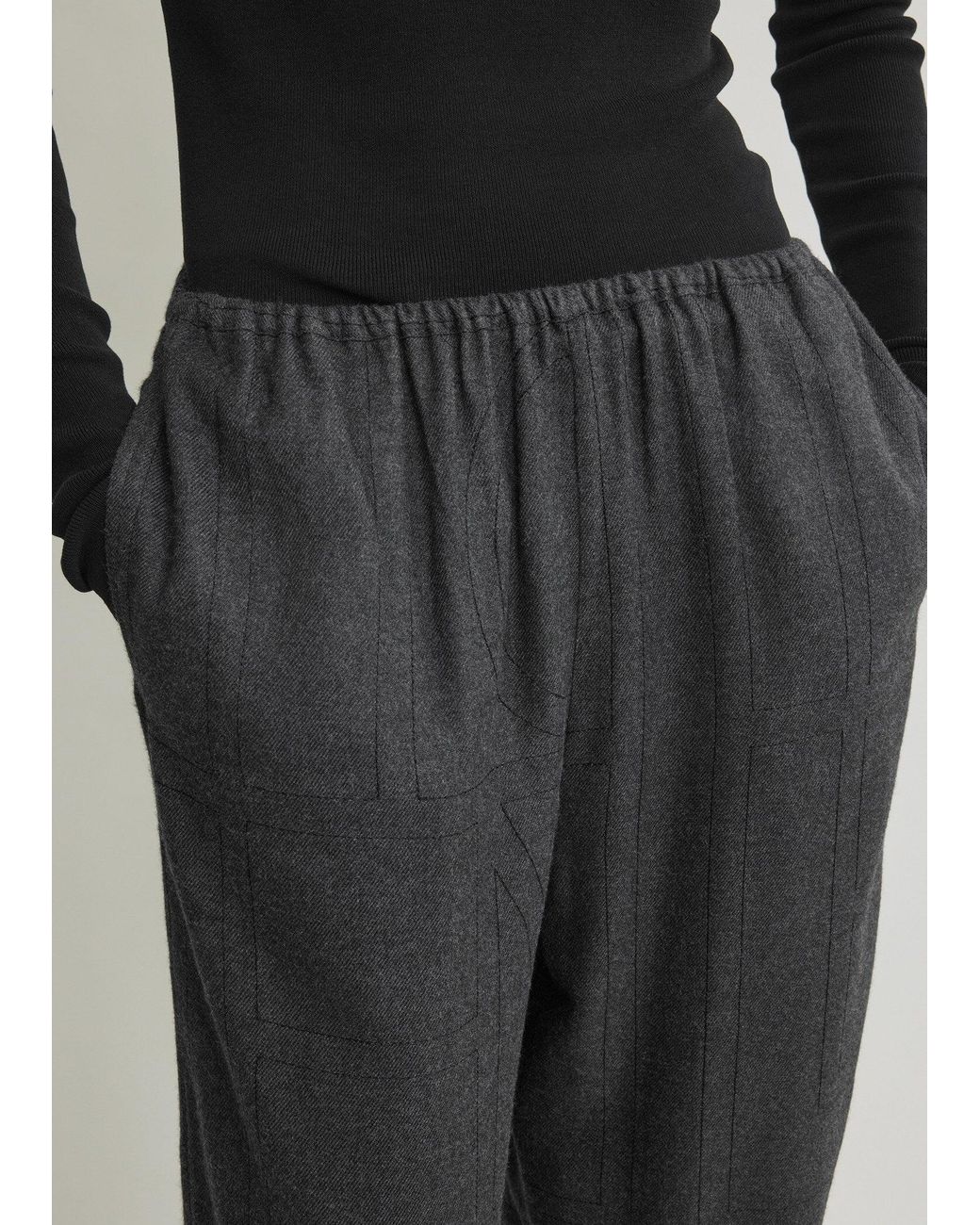 Totême  White Monogram Flannel Pj Bottoms Charcoal