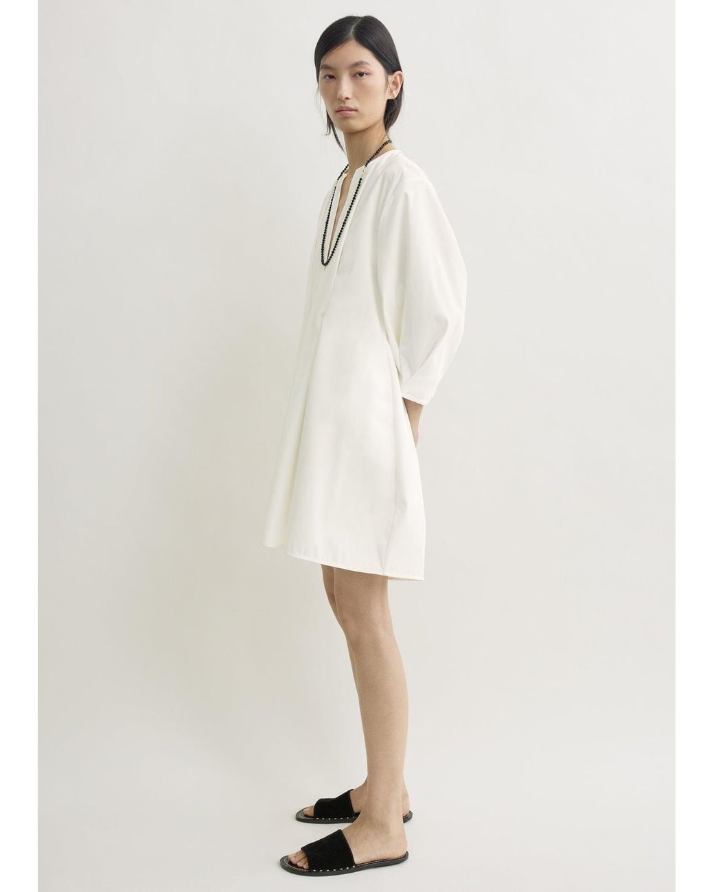 Totême Natural Balloon Sleeve Cotton Dress