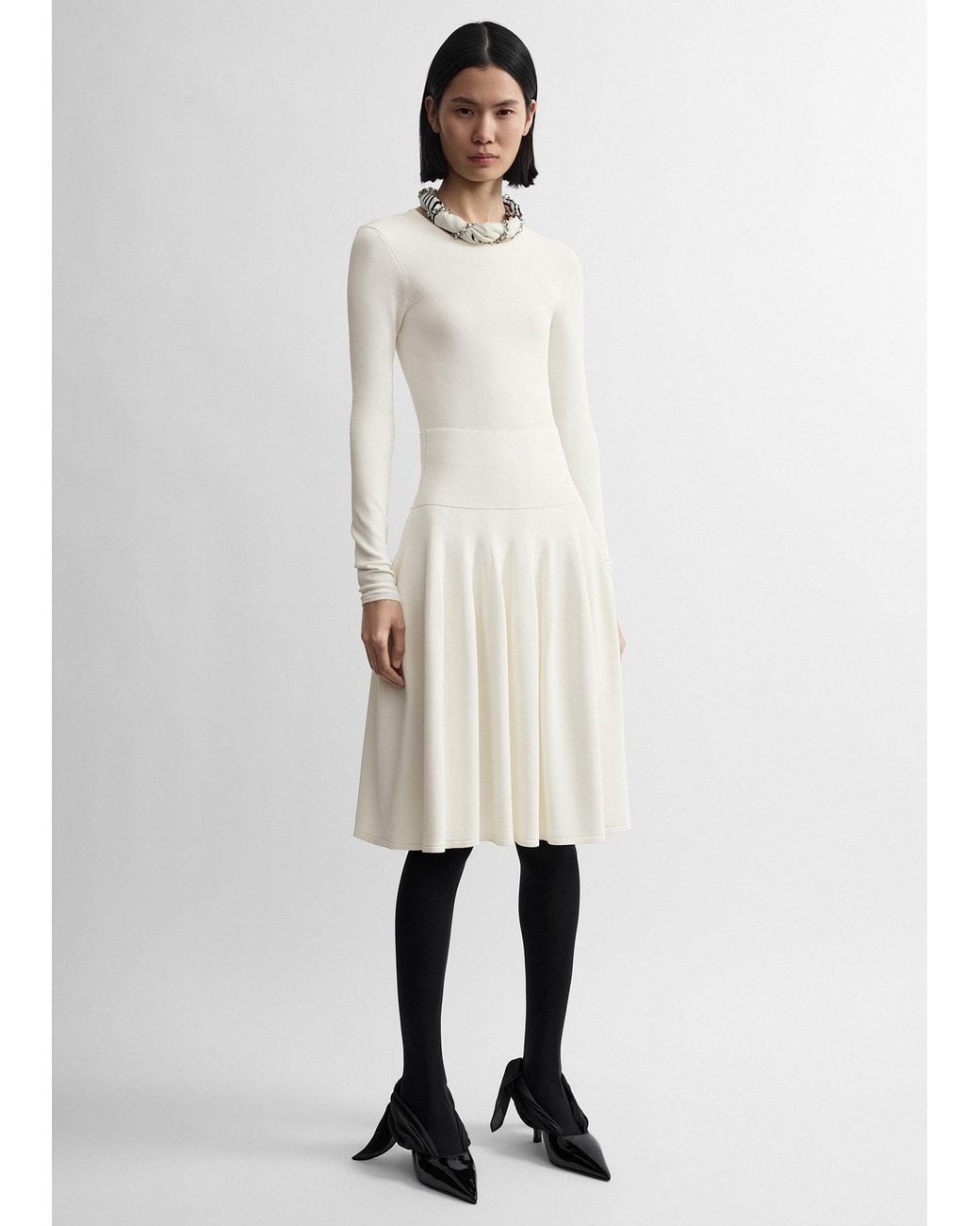 Totême  White Ribbed Waist Skirt