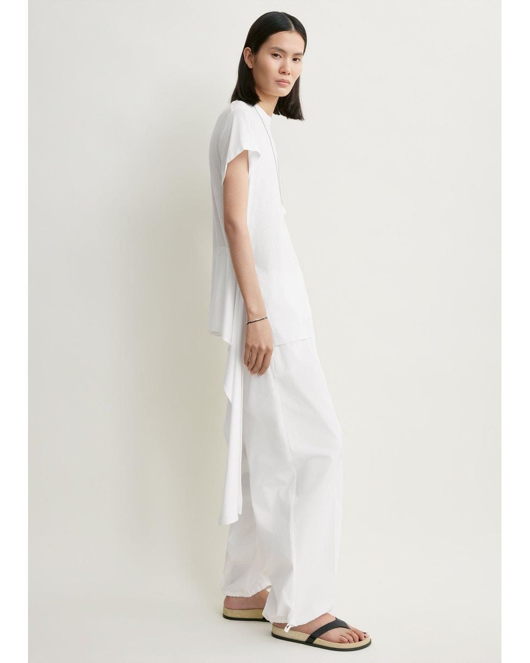 Totême White Drawstring Cotton Trousers