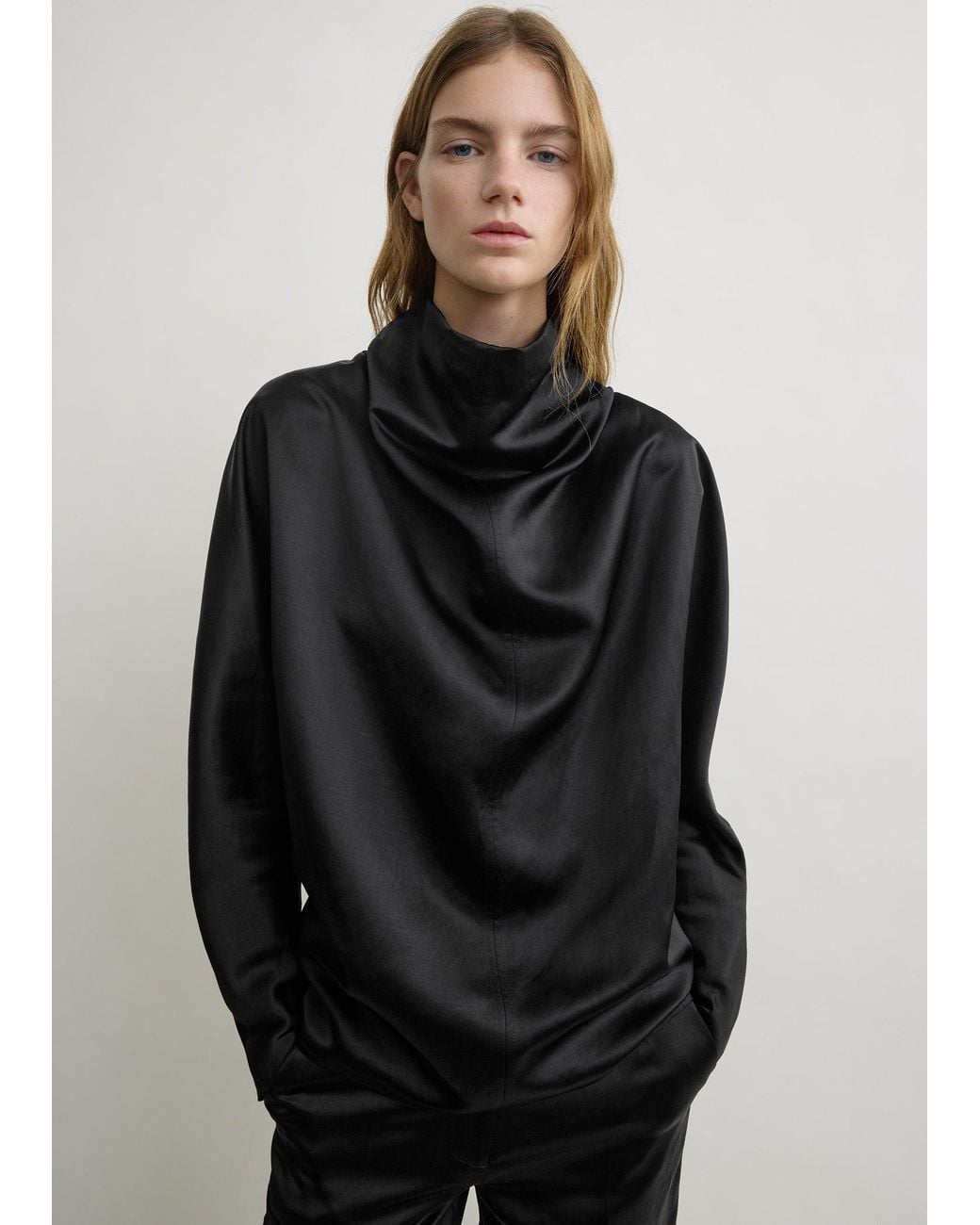 Totême Black Cowl Neck Blouse