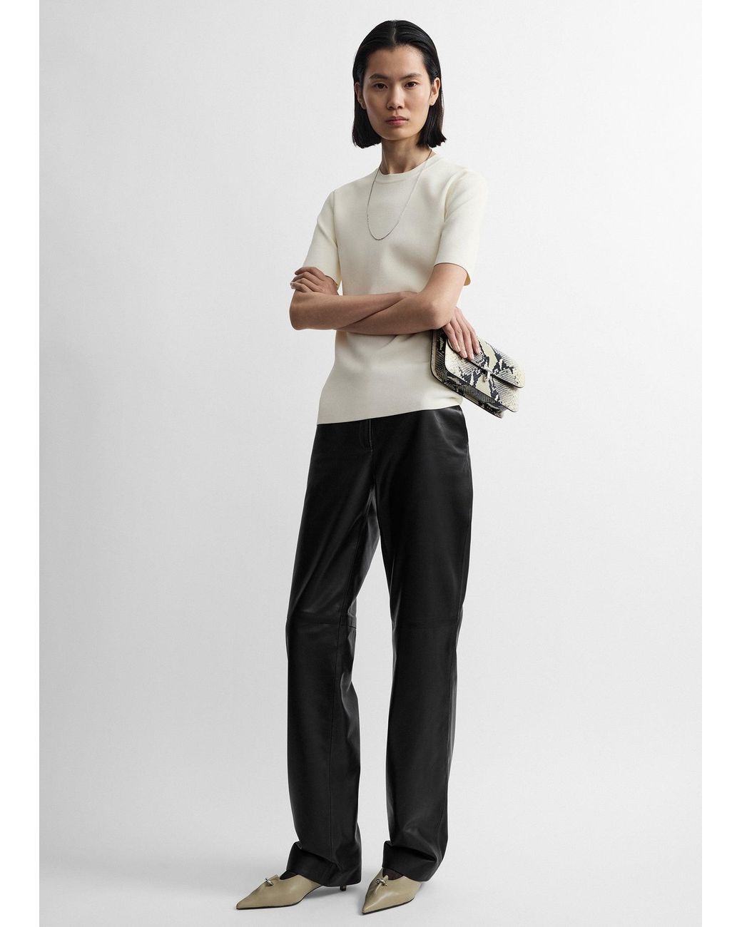 Totême White Easy Leather Trousers