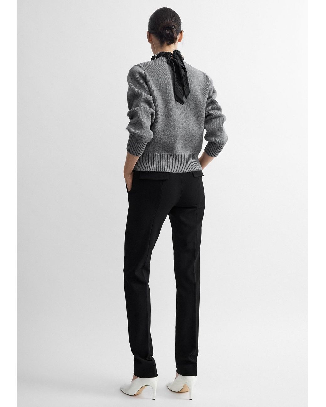 Totême Gray Merino Cotton Crew Knit