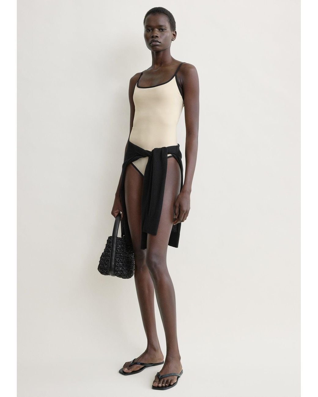 Totême White Stripe Edge Swimsuit