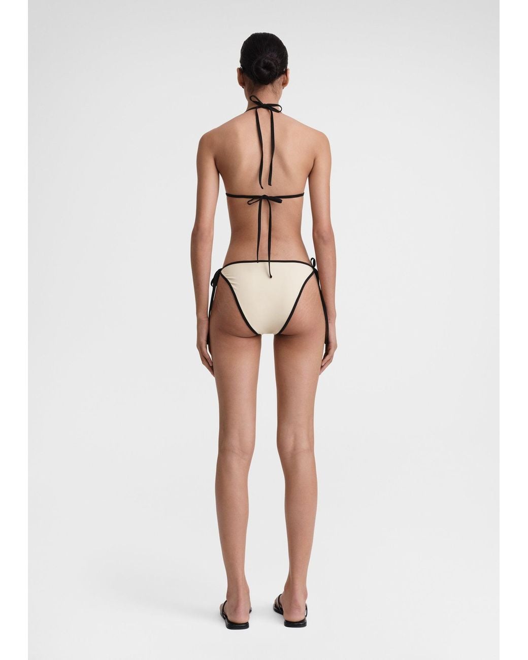 Totême White Stripe Tie Bikini Top