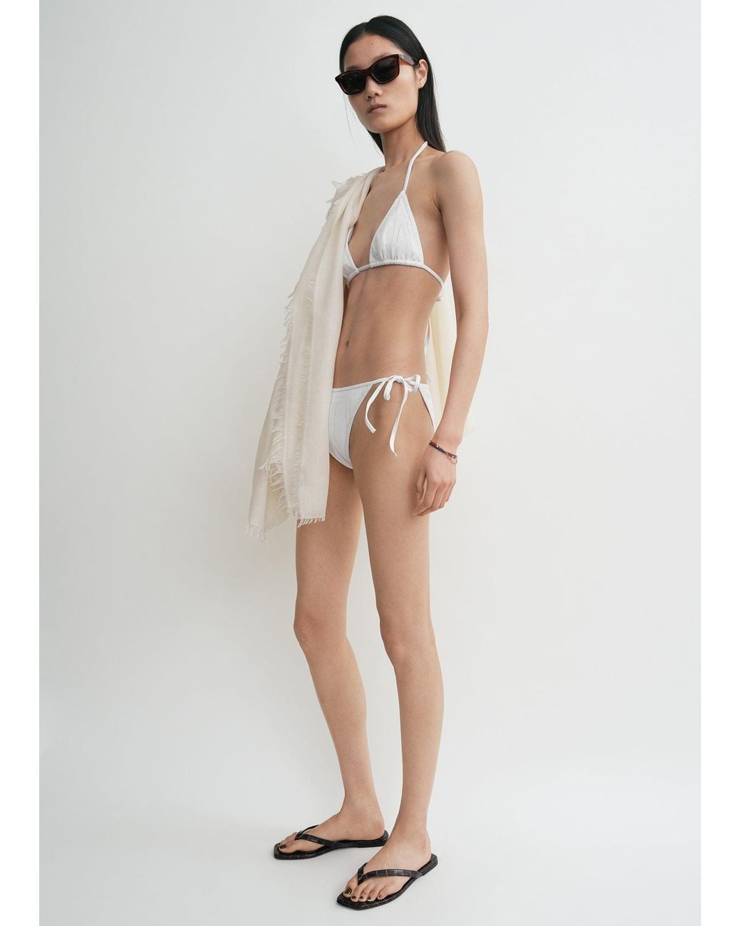 Totême White Monogram Pointelle Bikini Bottoms