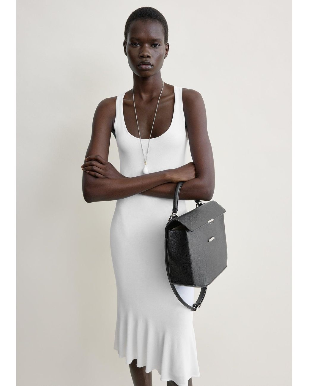 Totême White Fluted Hem Dress