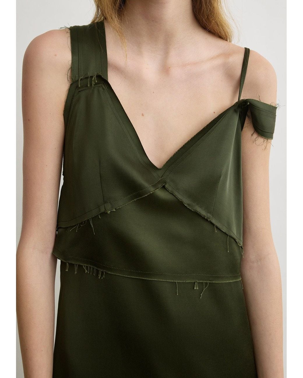 Totême Green V-Neck Slip Dress