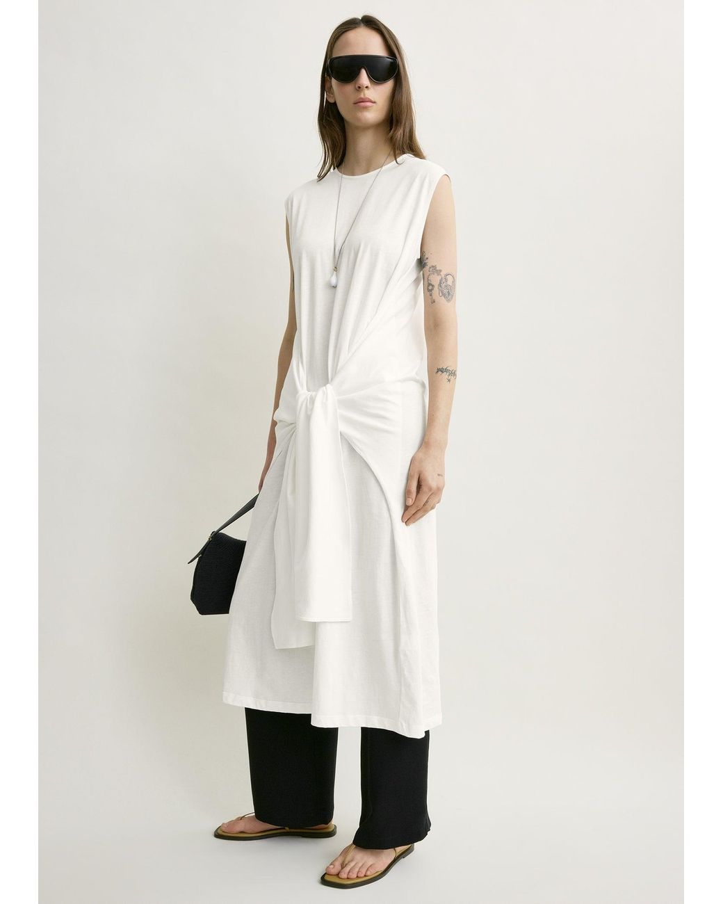 Totême  Natural Tie-Waist Jersey Dress
