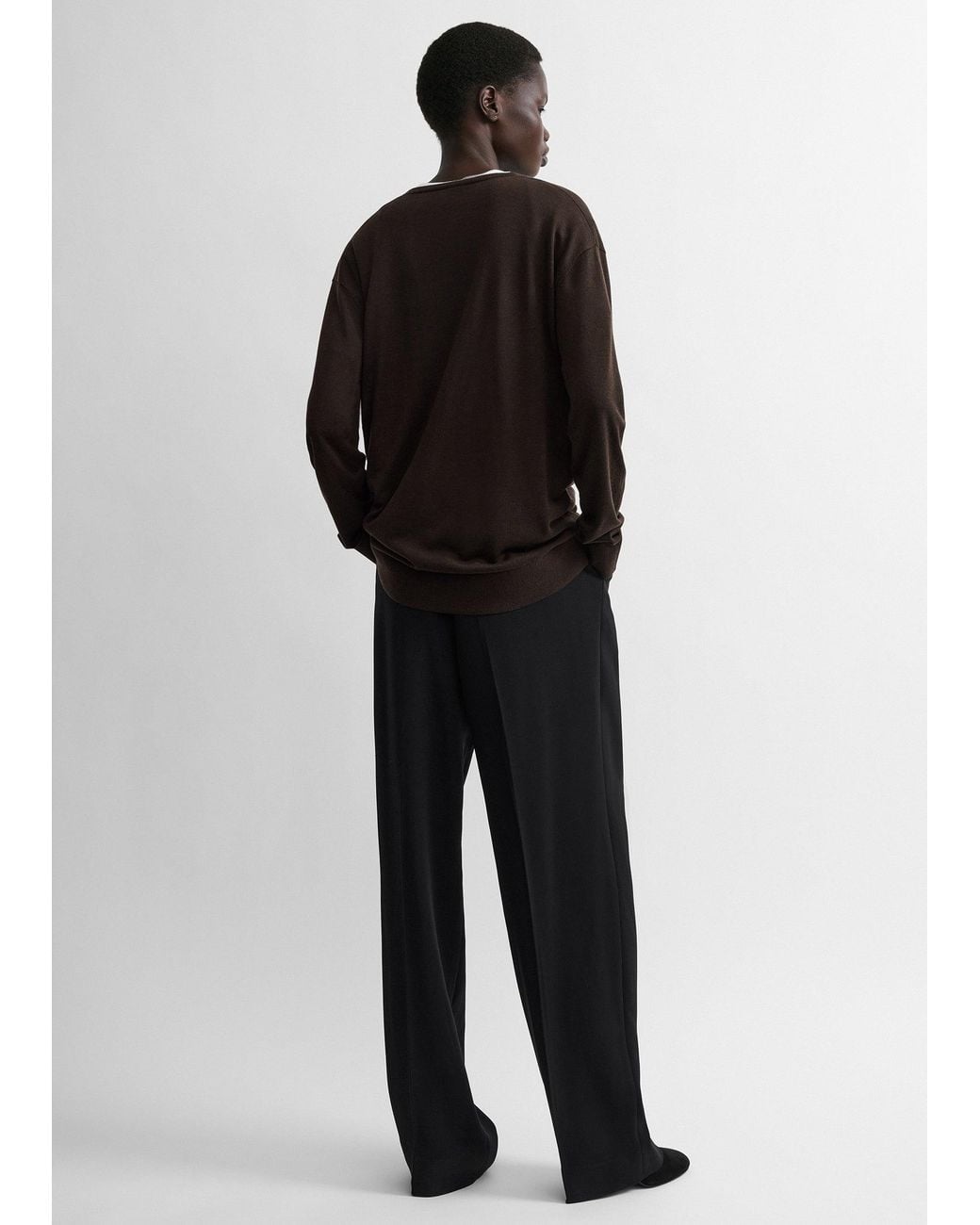 Totême  Black Fine V-Neck Knit