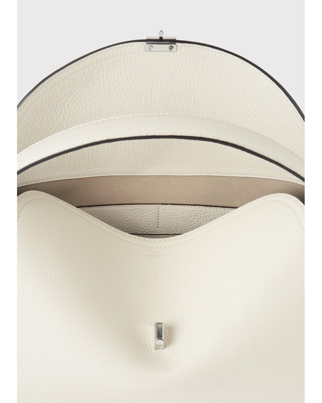 Totême Natural T-Lock Grained-Leather Top Handle Milk