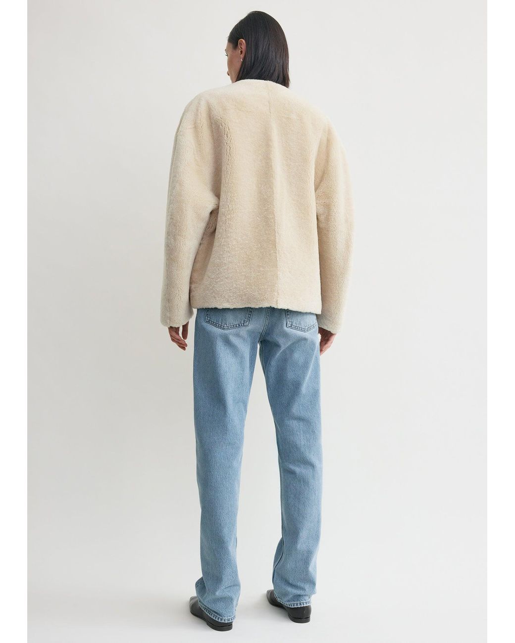 Totême Blue Teddy Shearling Clasp Jacket