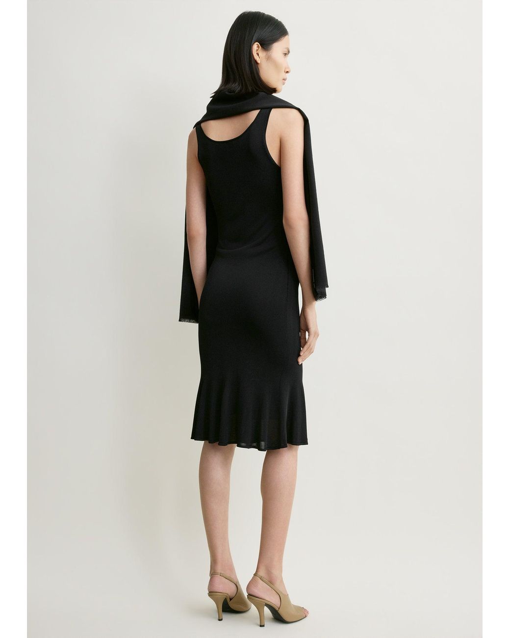 Totême Black Fluted Hem Dress
