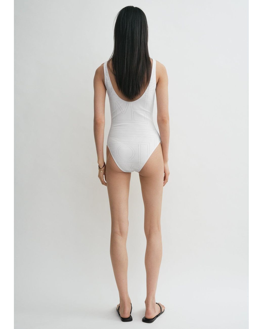Totême White Monogram Pointelle Swimsuit
