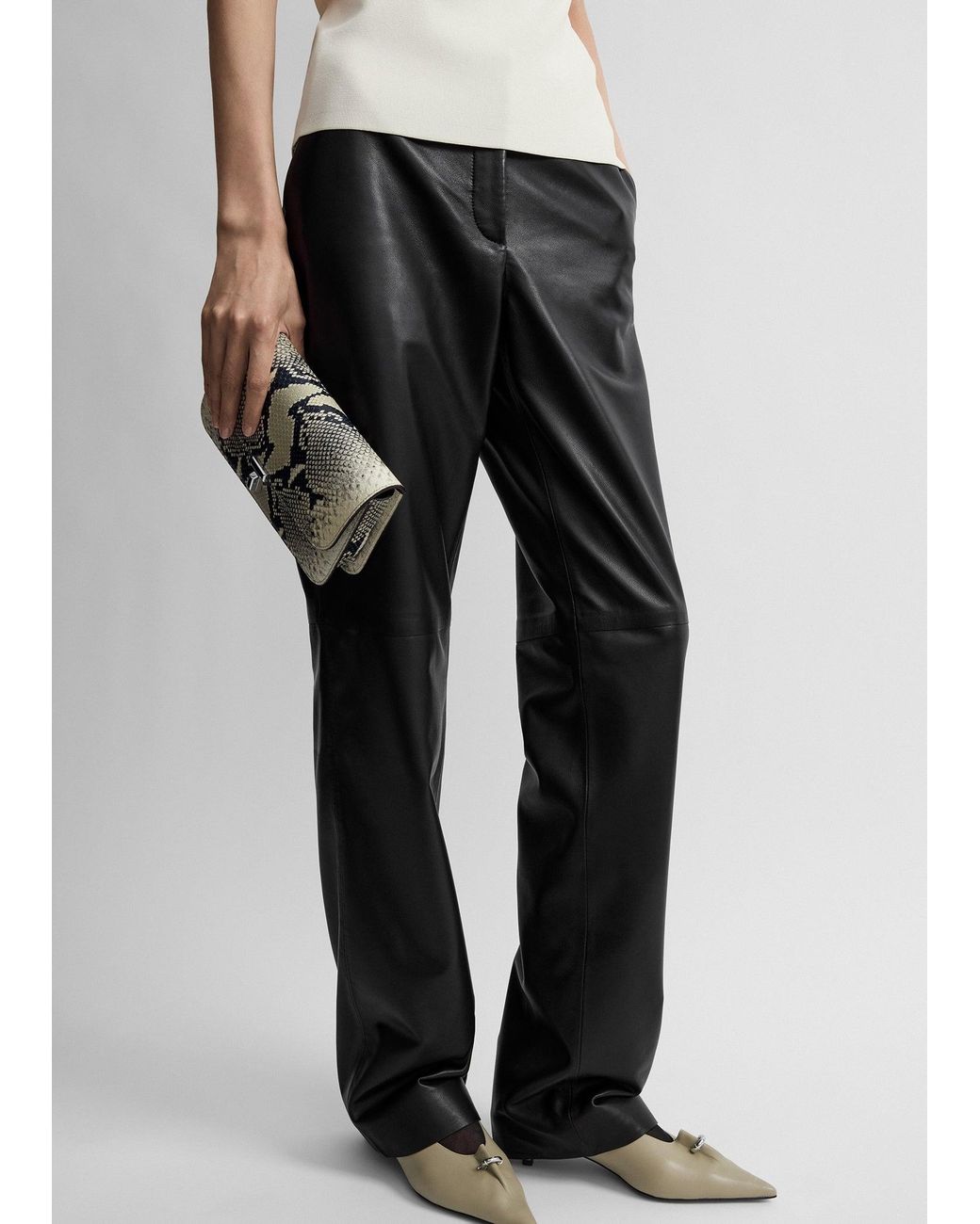 Totême White Easy Leather Trousers